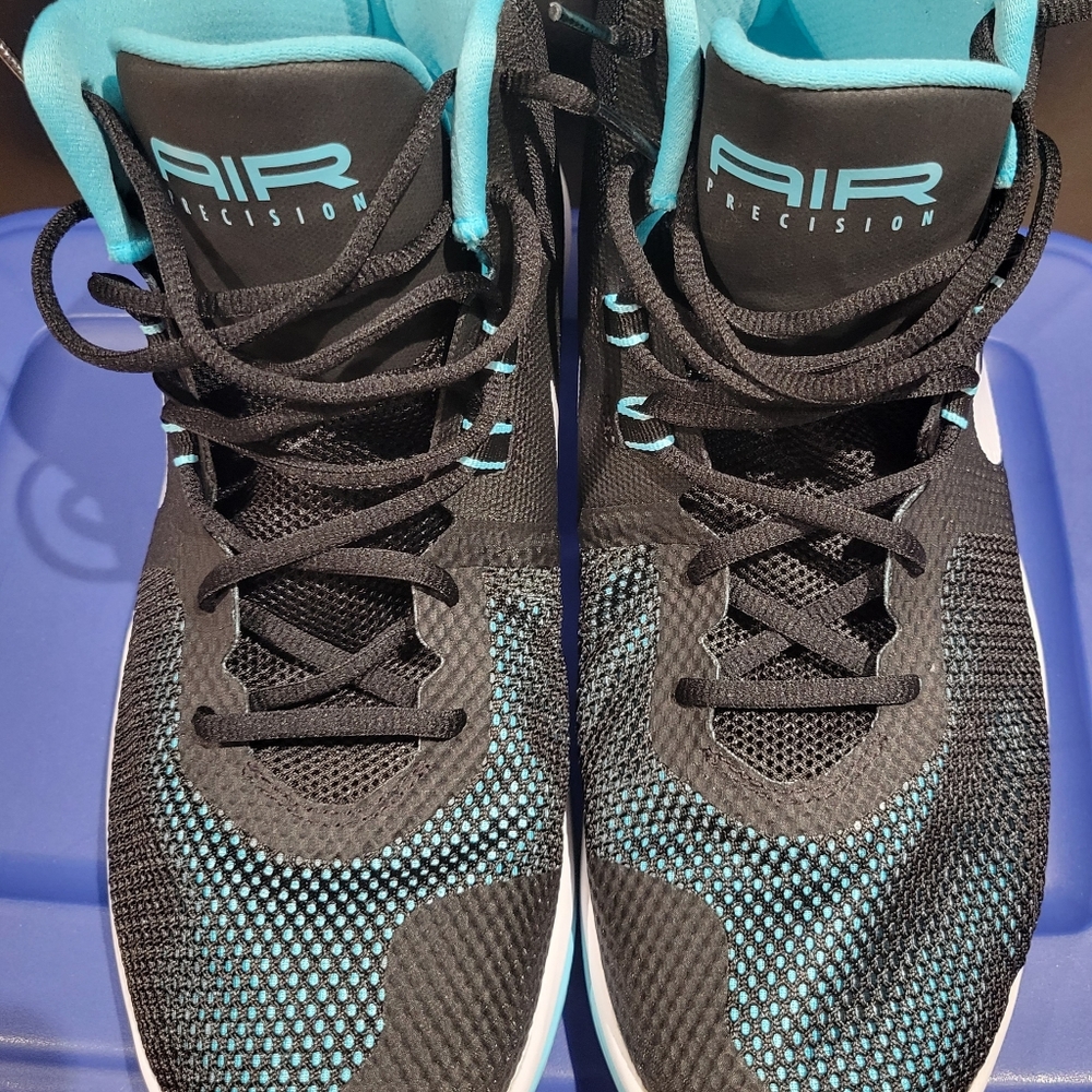 Nike Men's Black and Teal Air Precision Athletic Shoes